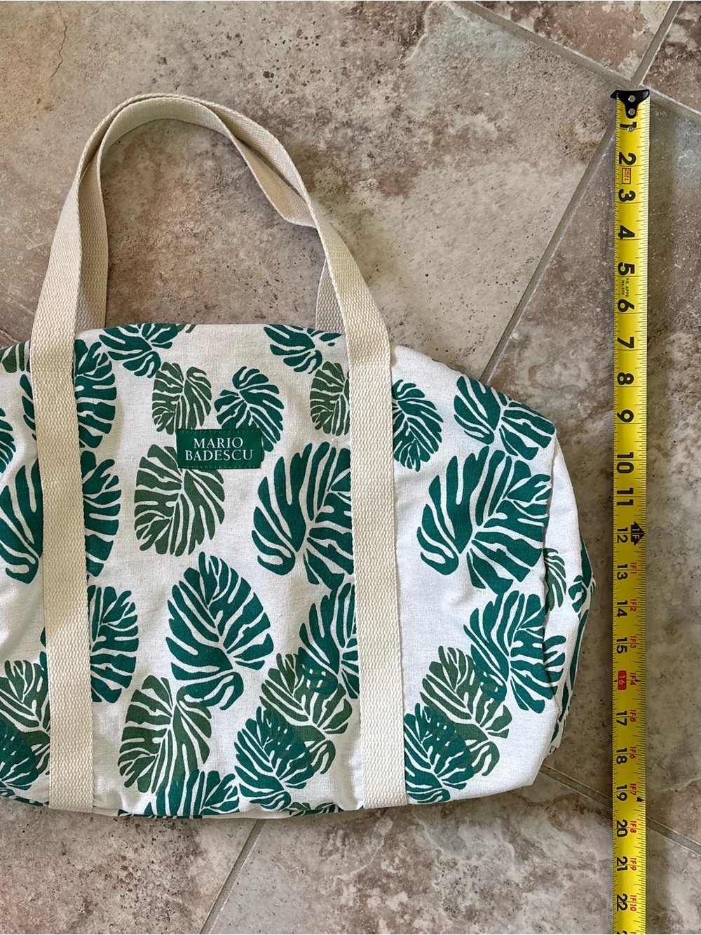 Mario Badescu Palm Print Canvas Duffel Tote Bag Gym Beach Weekend Travel Green - Picture 6 of 7